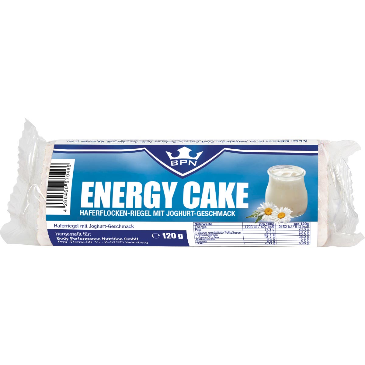 Kohlenhydrate BPN Energy Cake Riegel 120g Vollmilchschokolade 